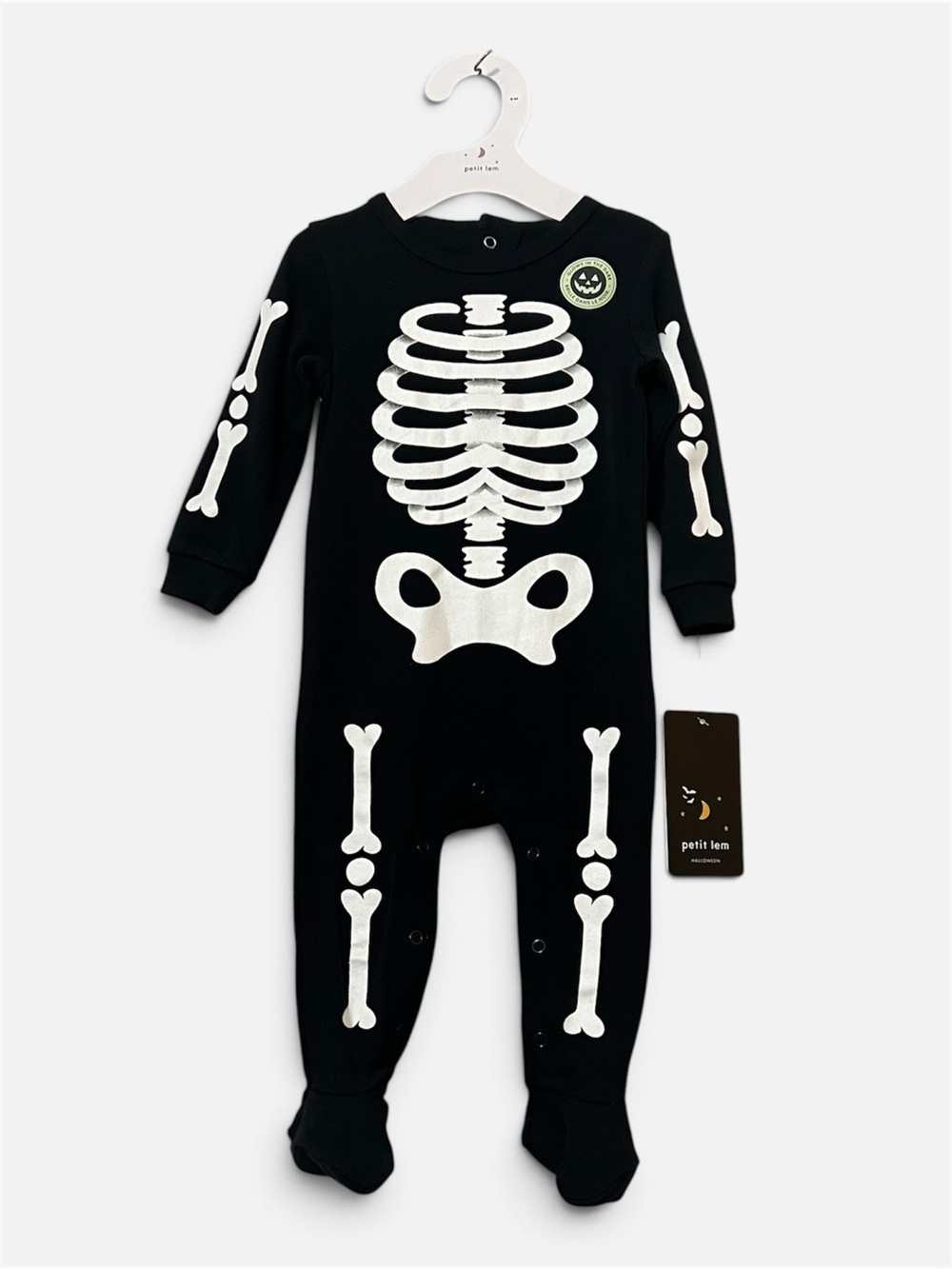 Petit Lem Skeleton Glow in the Dark Halloween Sleeper Costume 6M NWT